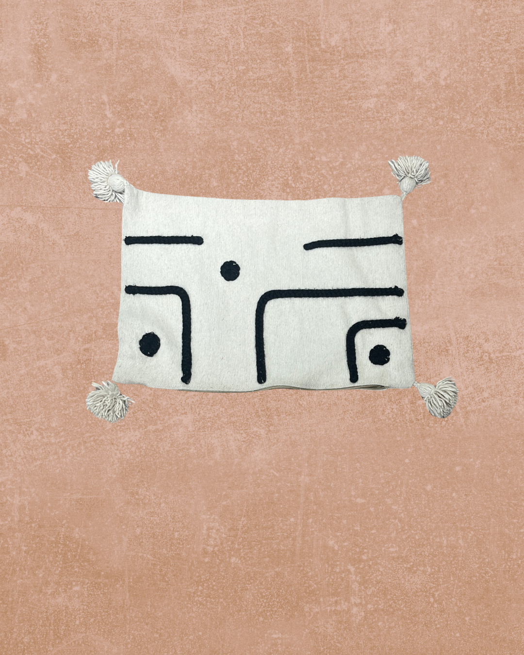 Beige 'doodle' putetrekk med sort motiv