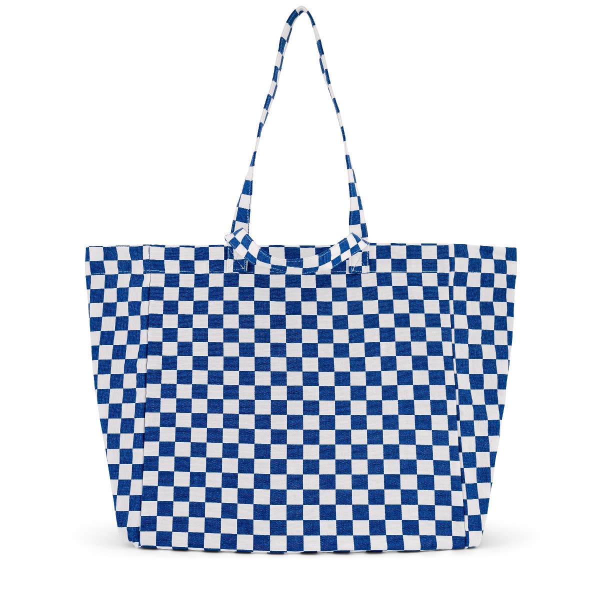 Elisa Tote Bag med blå-rutete mønster