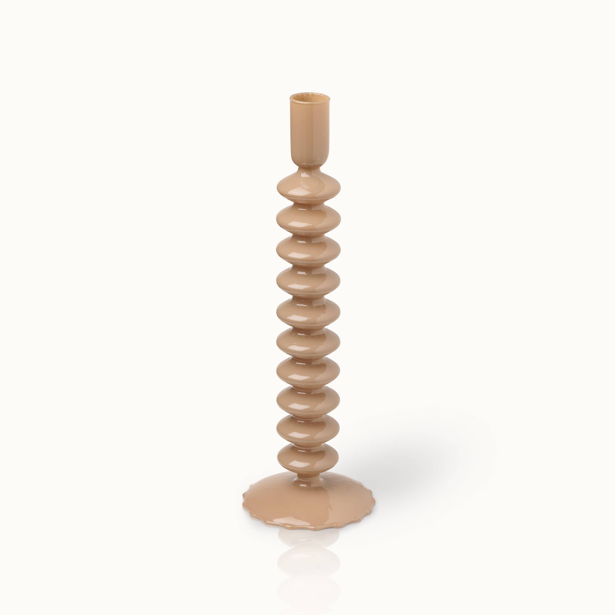 Mørk beige lysestake