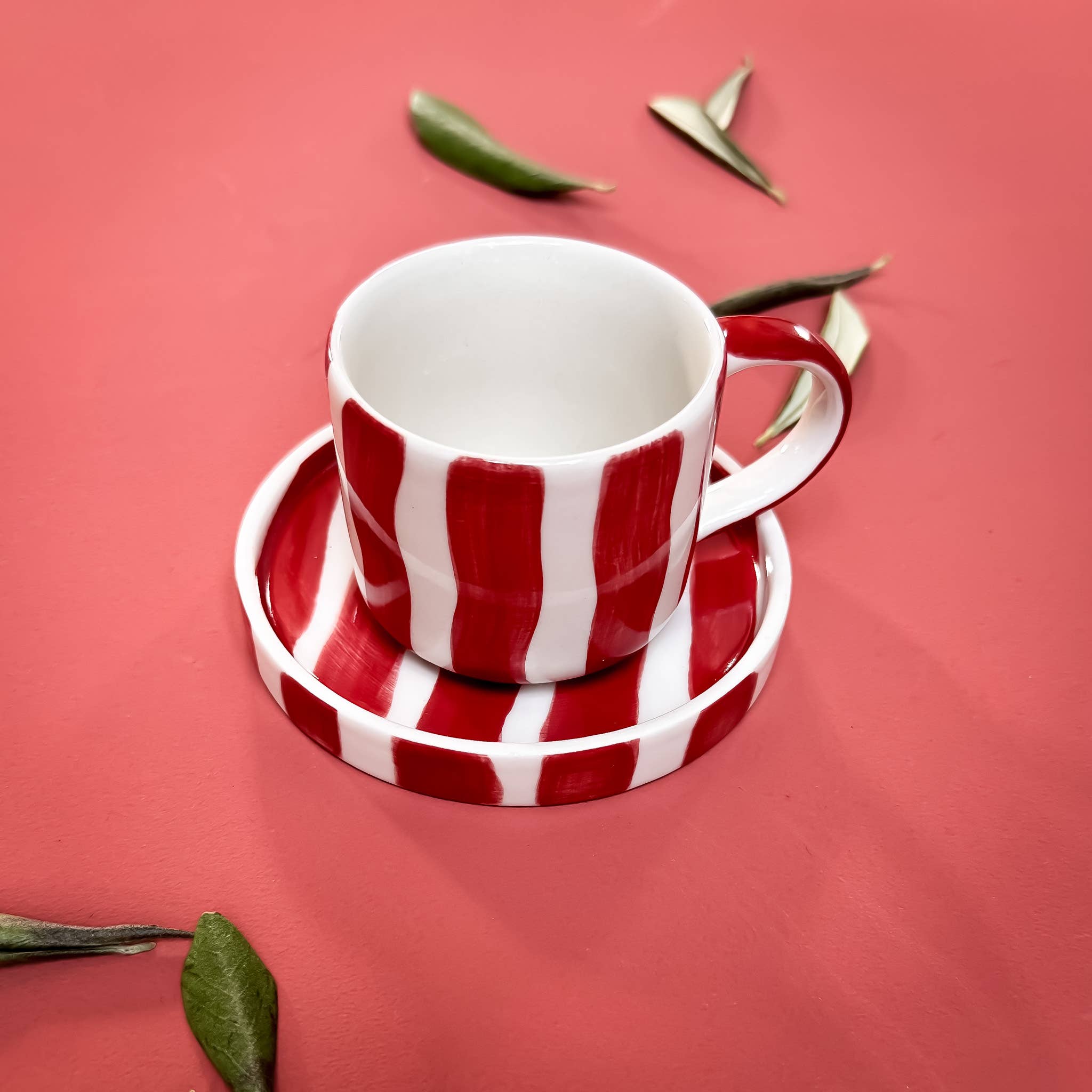 Espresso kopper med rød striper