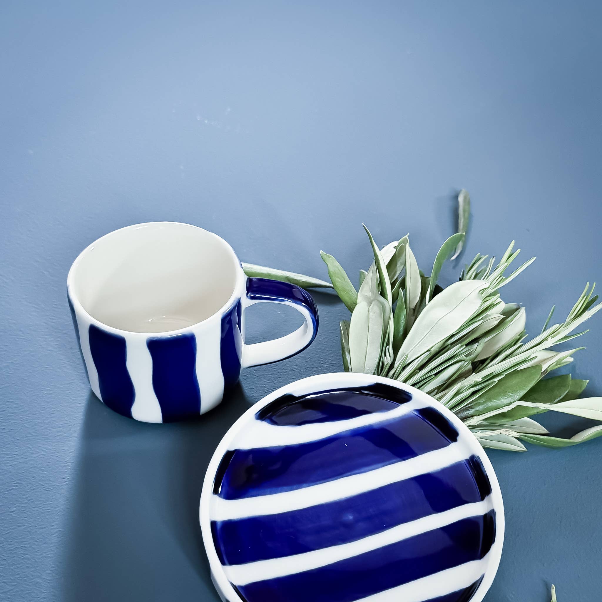 Espresso kopper med blå striper