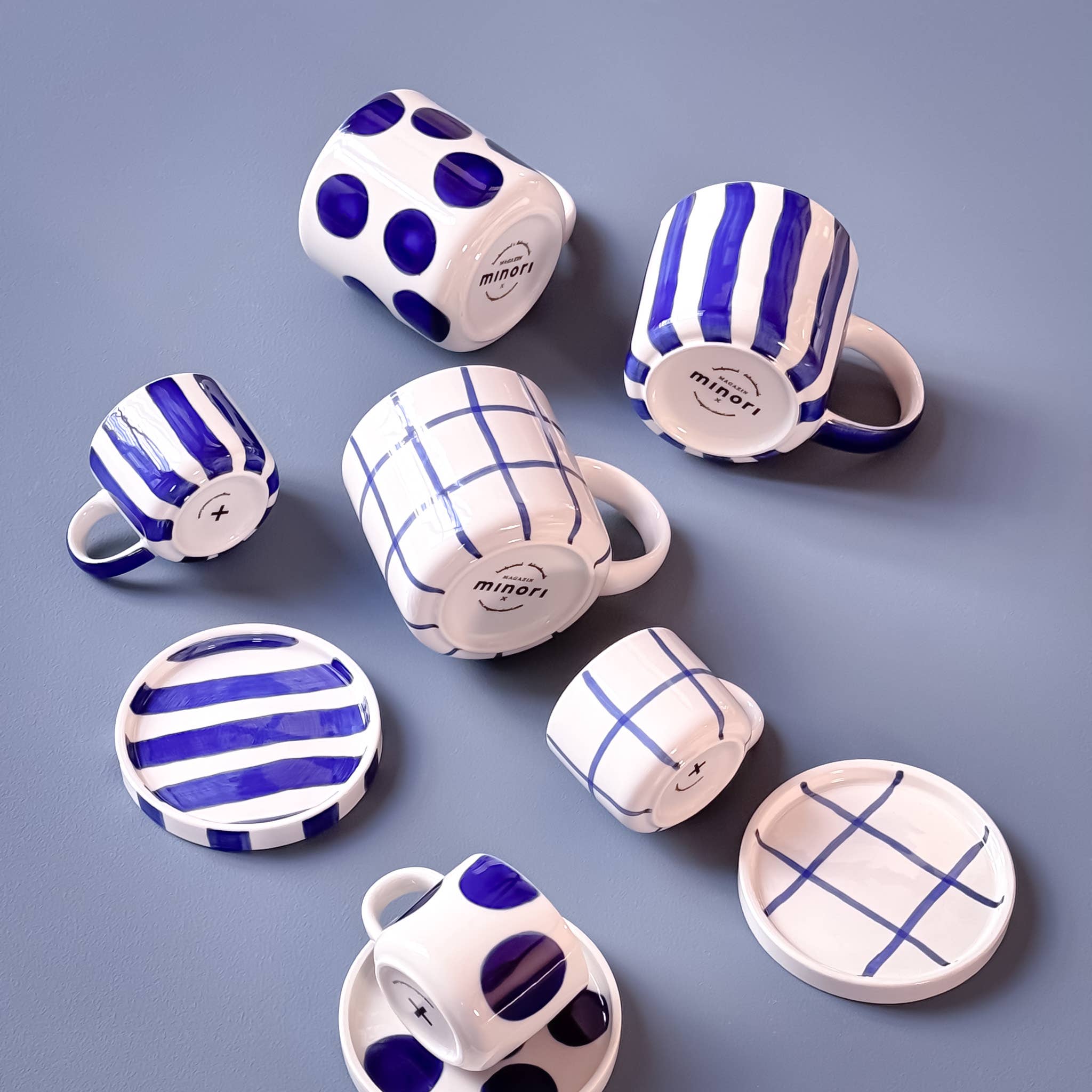 Espresso kopper med blå ruter