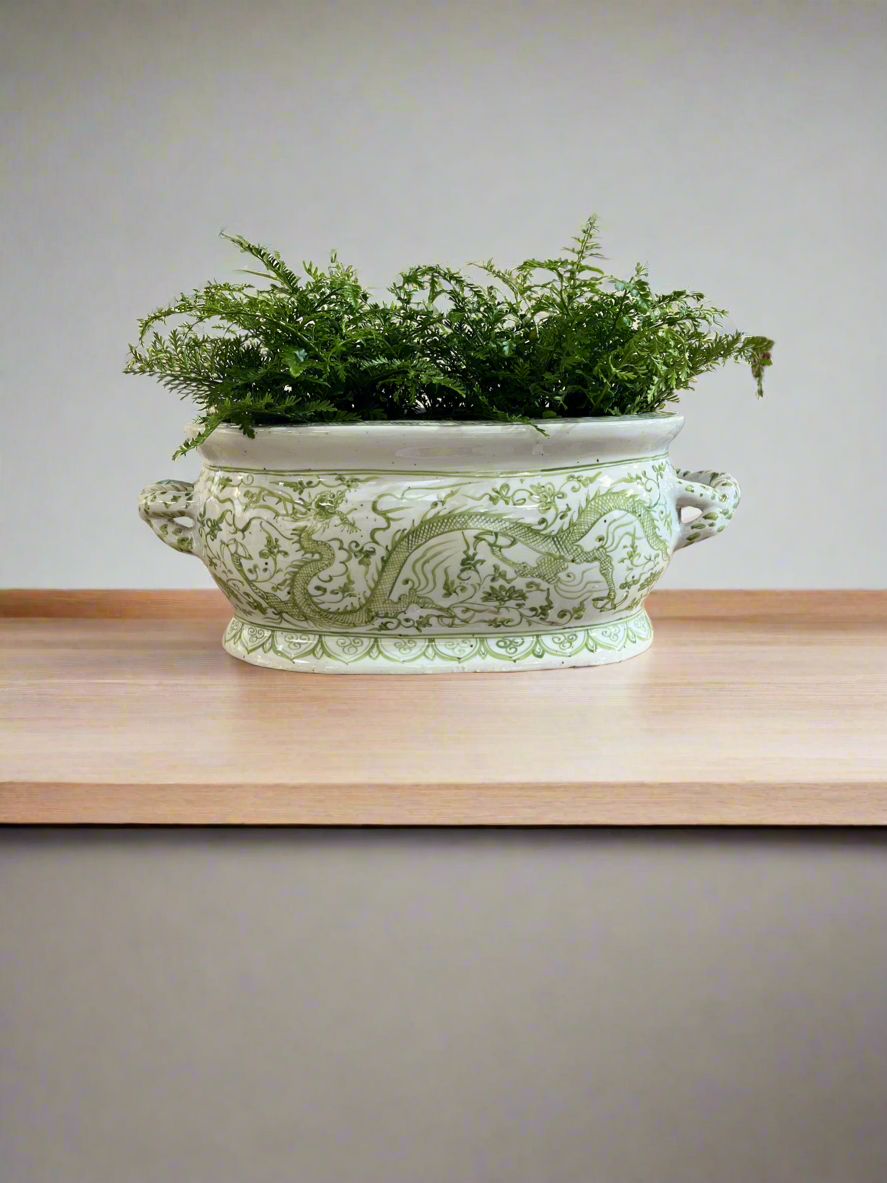Hvit og grønn drage jardinière blomsterpotte