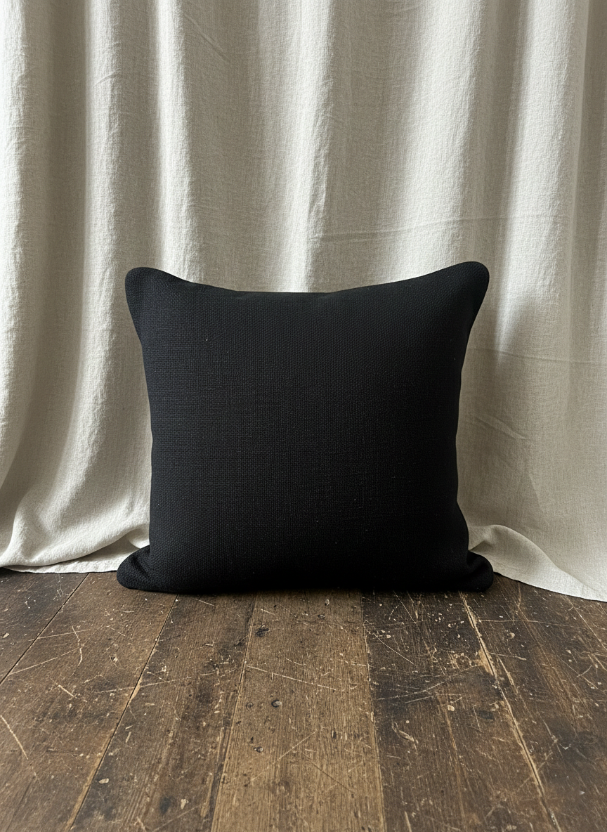 Kelim putetrekk med sort bakside og 'piping'