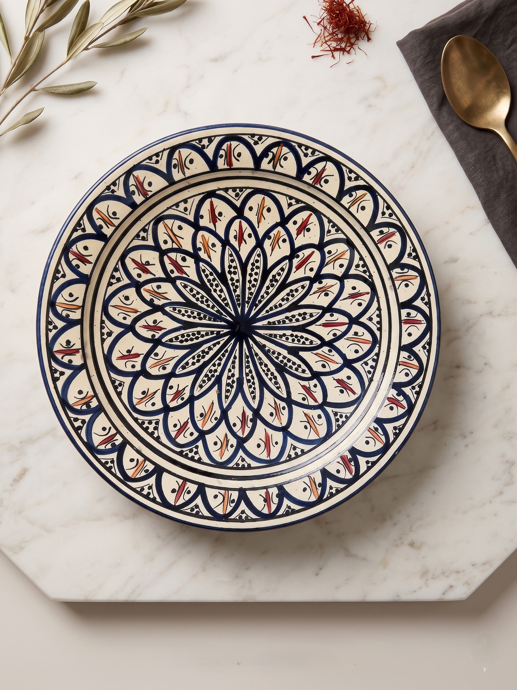 Fat - Blå Motiv med Rosa og Rødt