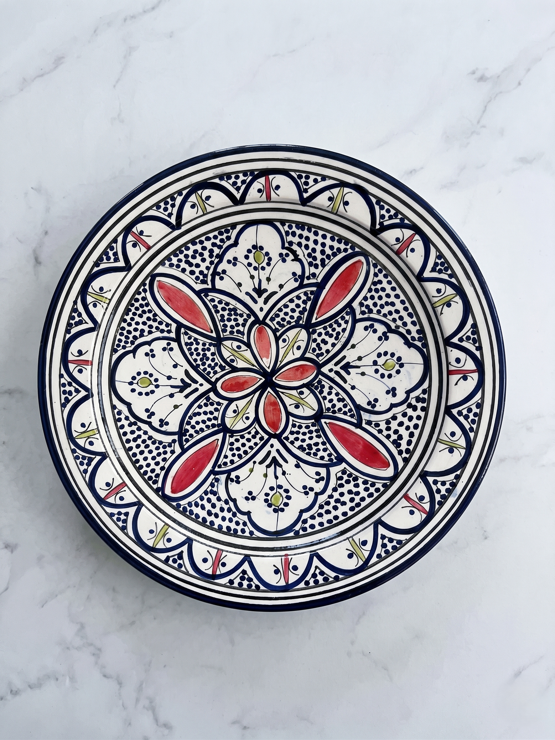 Fat - Blå Motiv med Rosa og Grønt