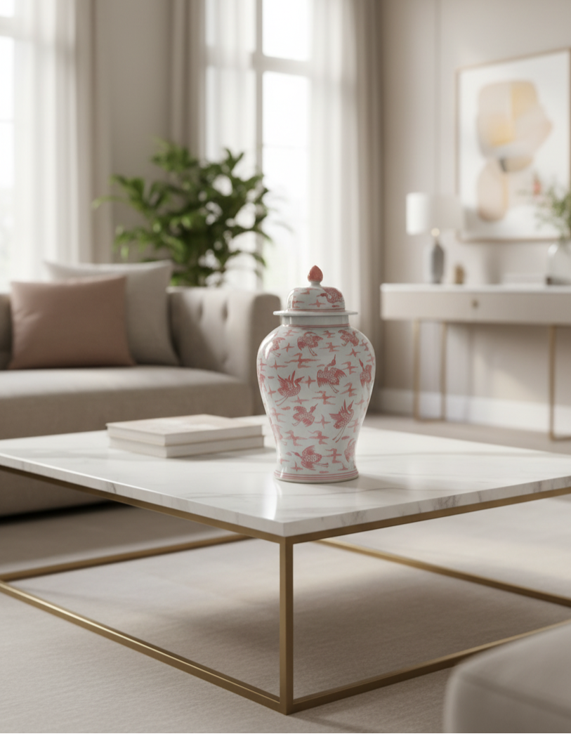 Blushing Crane Ginger Jar