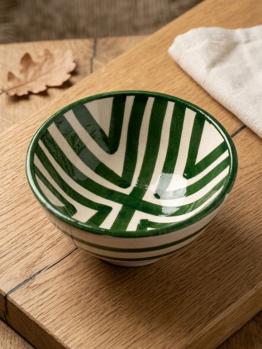 Bolle - Håndmalt Grønt Motiv - 15 cm