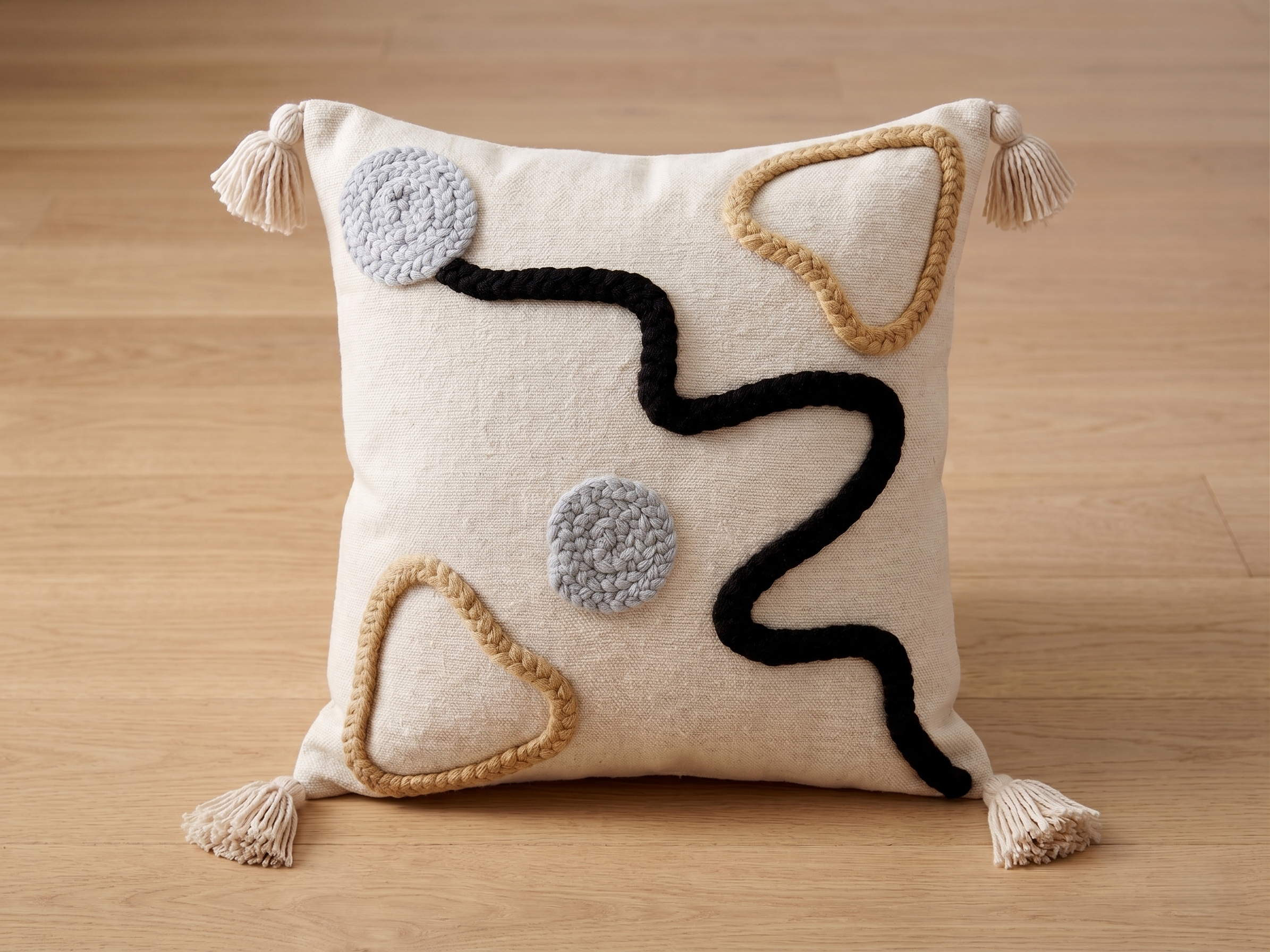 Putetrekk - Marokkansk Beige med Blå og Sort Doodle