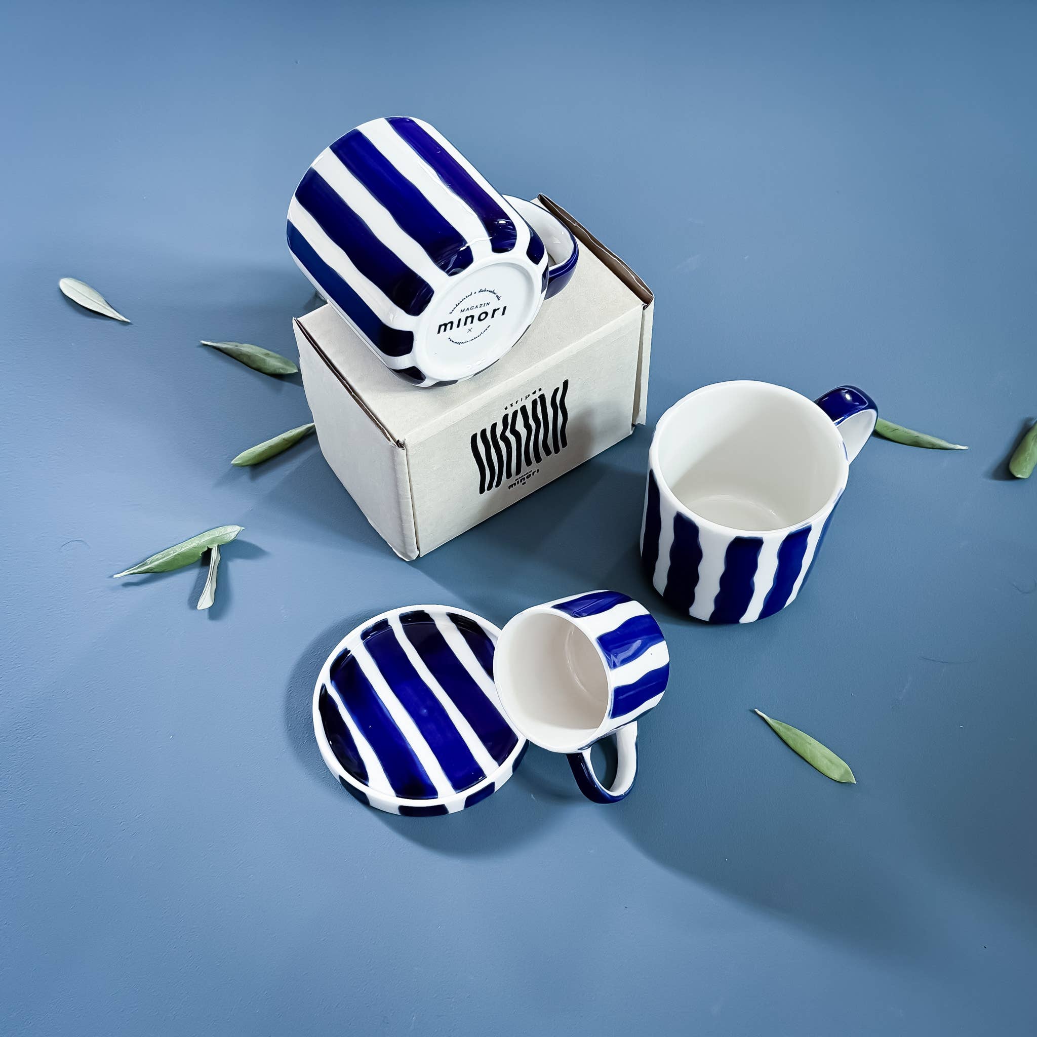 Espresso kopper med blå striper