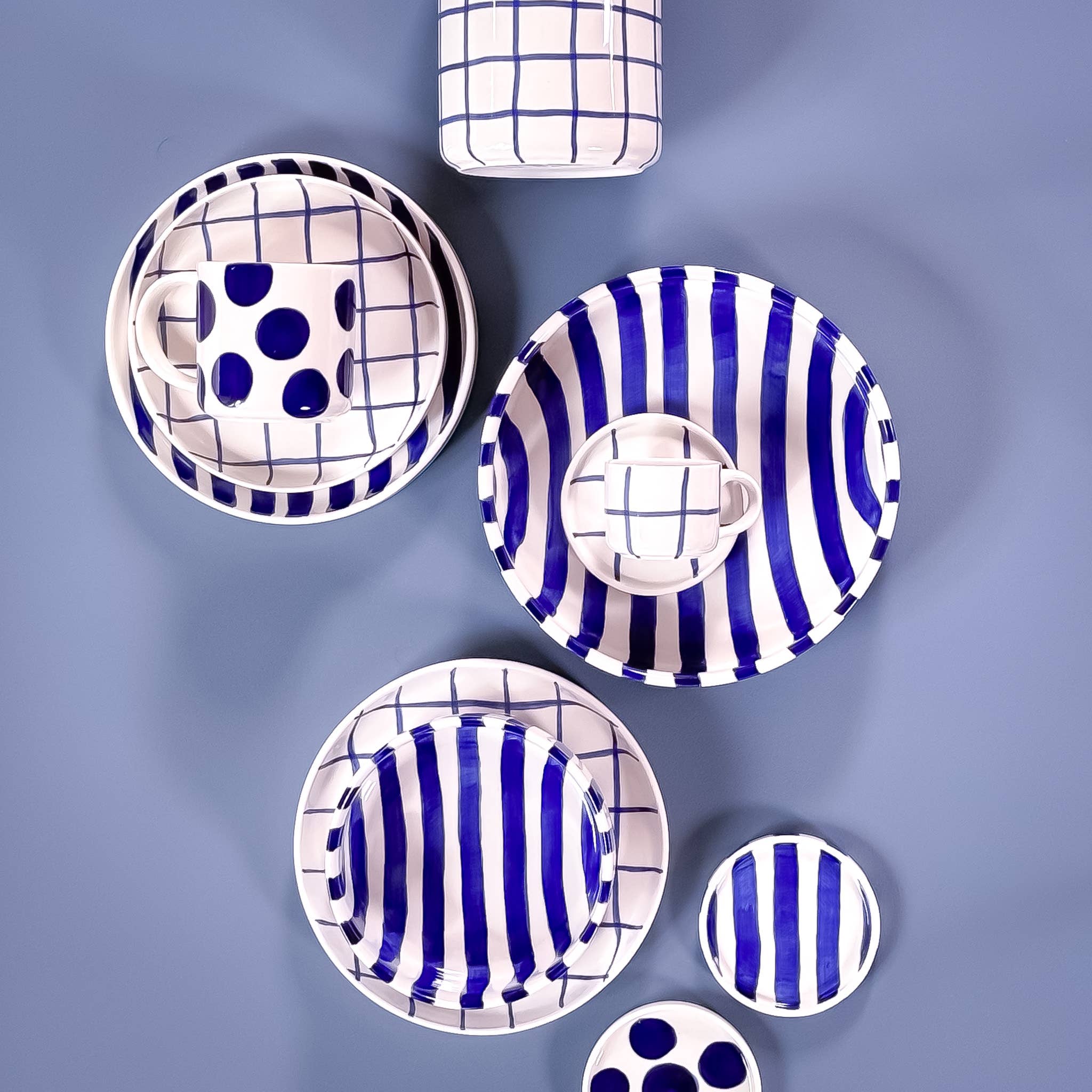 Espresso kopper med blå ruter