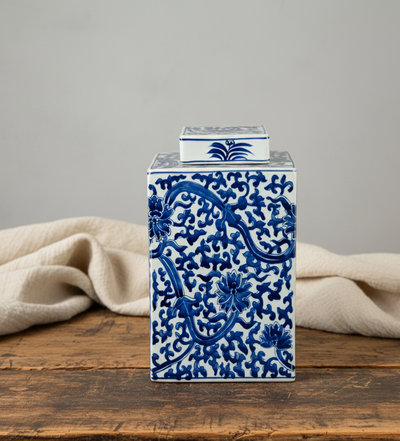 Chinoiserie krukke med lokk