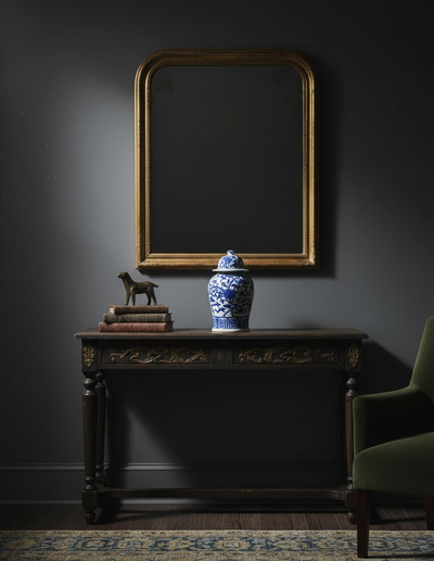 Mørk blå og hvit Ginger Jar