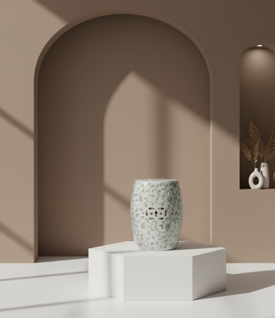 Garden Stool i hvit med grønt