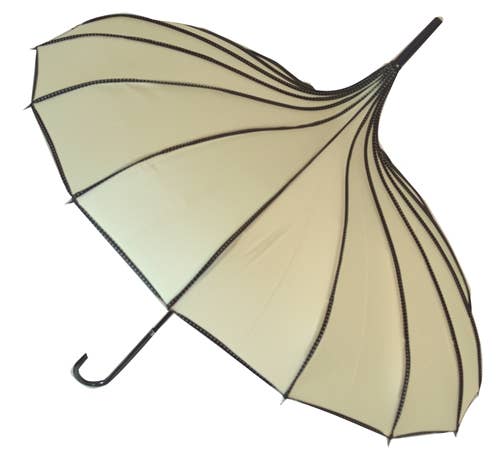 Pagoda Paraply i beige - ribbed