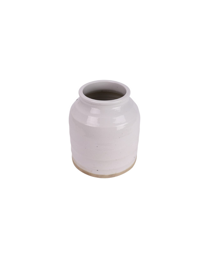 Rustikk hvit vase med natur farget bunn