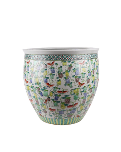 Kinesisk plantekrukker med motiv