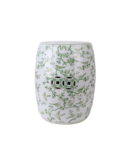 Garden Stool i hvit med grønt