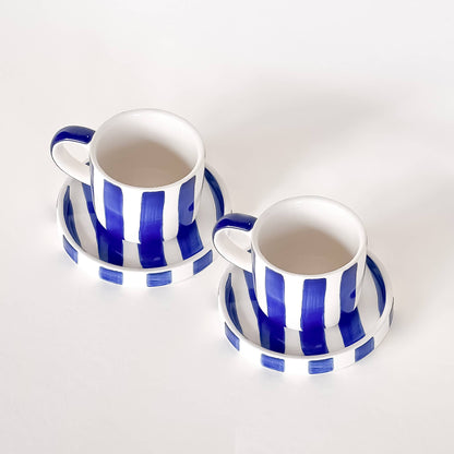 Espresso kopper med blå striper