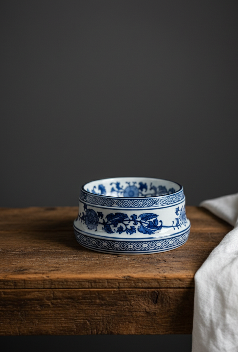 Hunde- & katteskål - blå chinoiserie