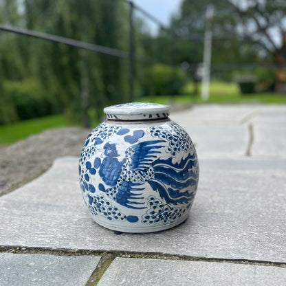 Chinoiserie krukke med lokk