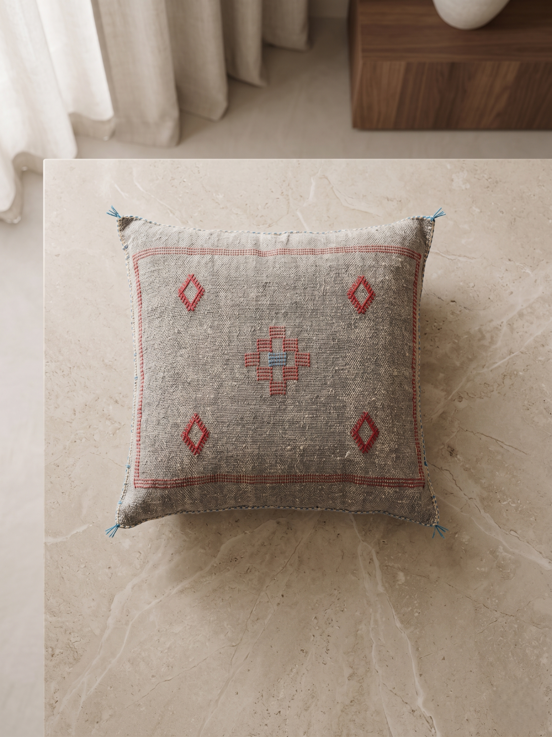 Putetrekk - Grå Marokkansk Kelim