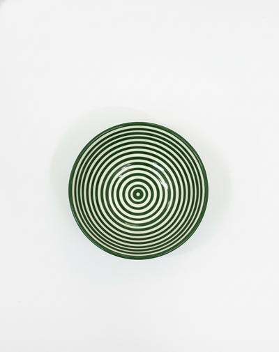 Grønn og hvit sirkel skål - 12 cm