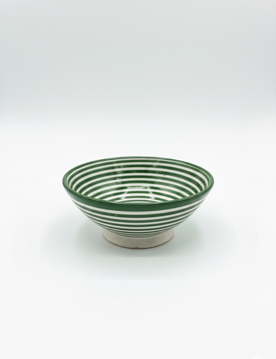 Grønn og hvit sirkel skål - 12 cm