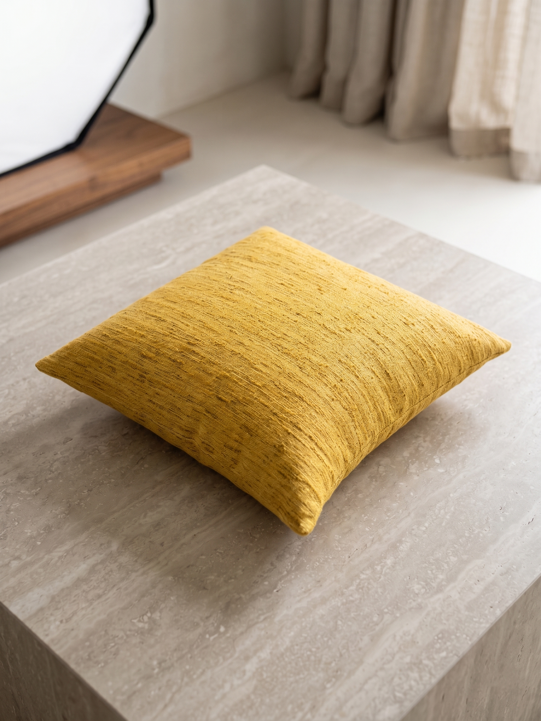 Putetrekk - Gul, Indisk Silkeblanding