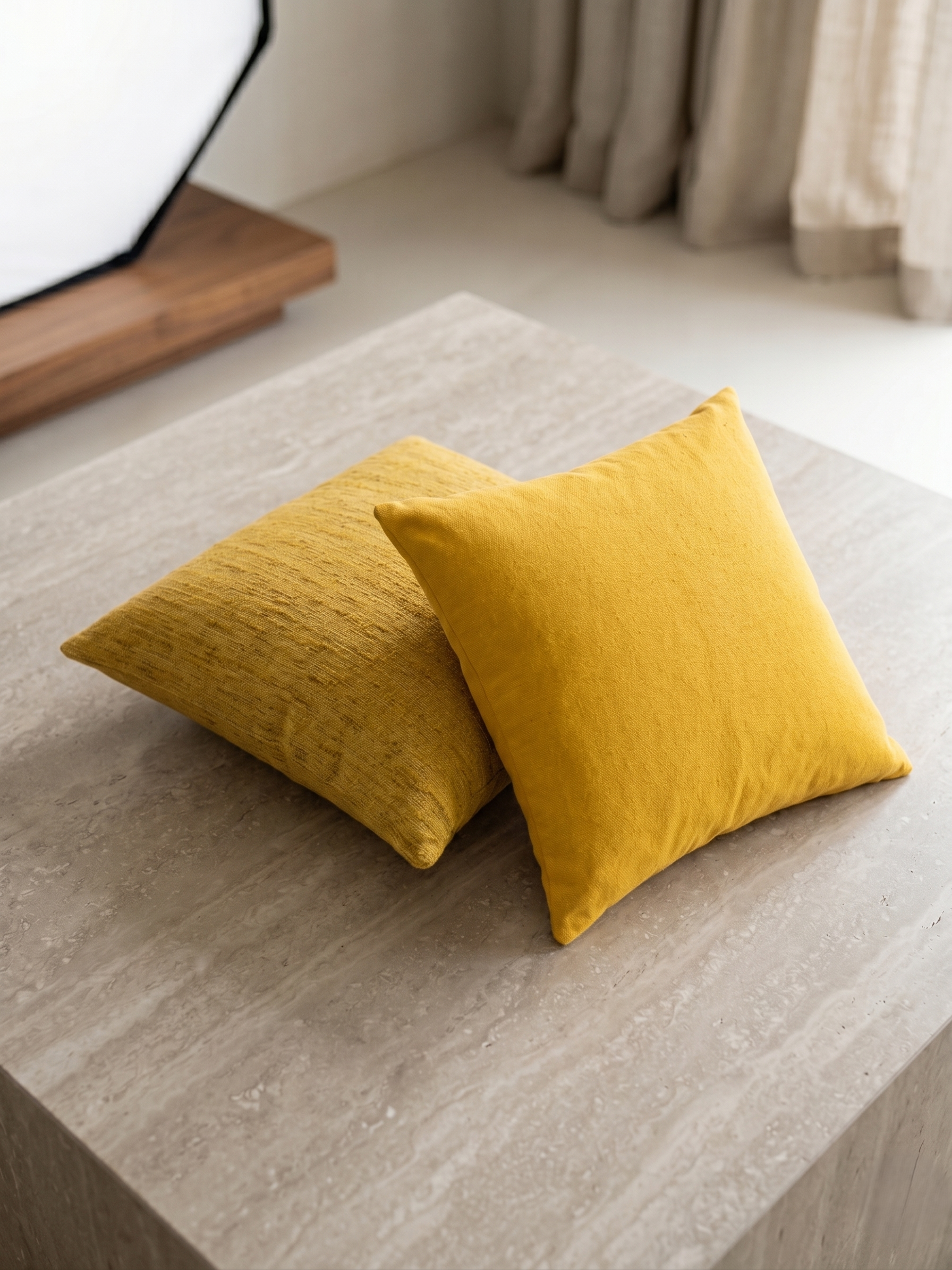 Putetrekk - Gul, Indisk Silkeblanding