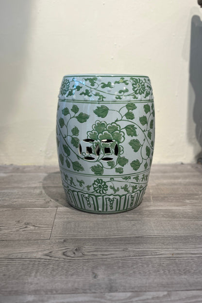 Garden Stool i hvit med grønt