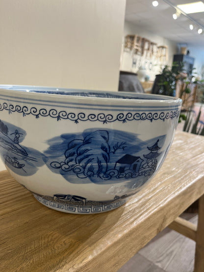 Blå og hvit Chinoiserie bolle - stor