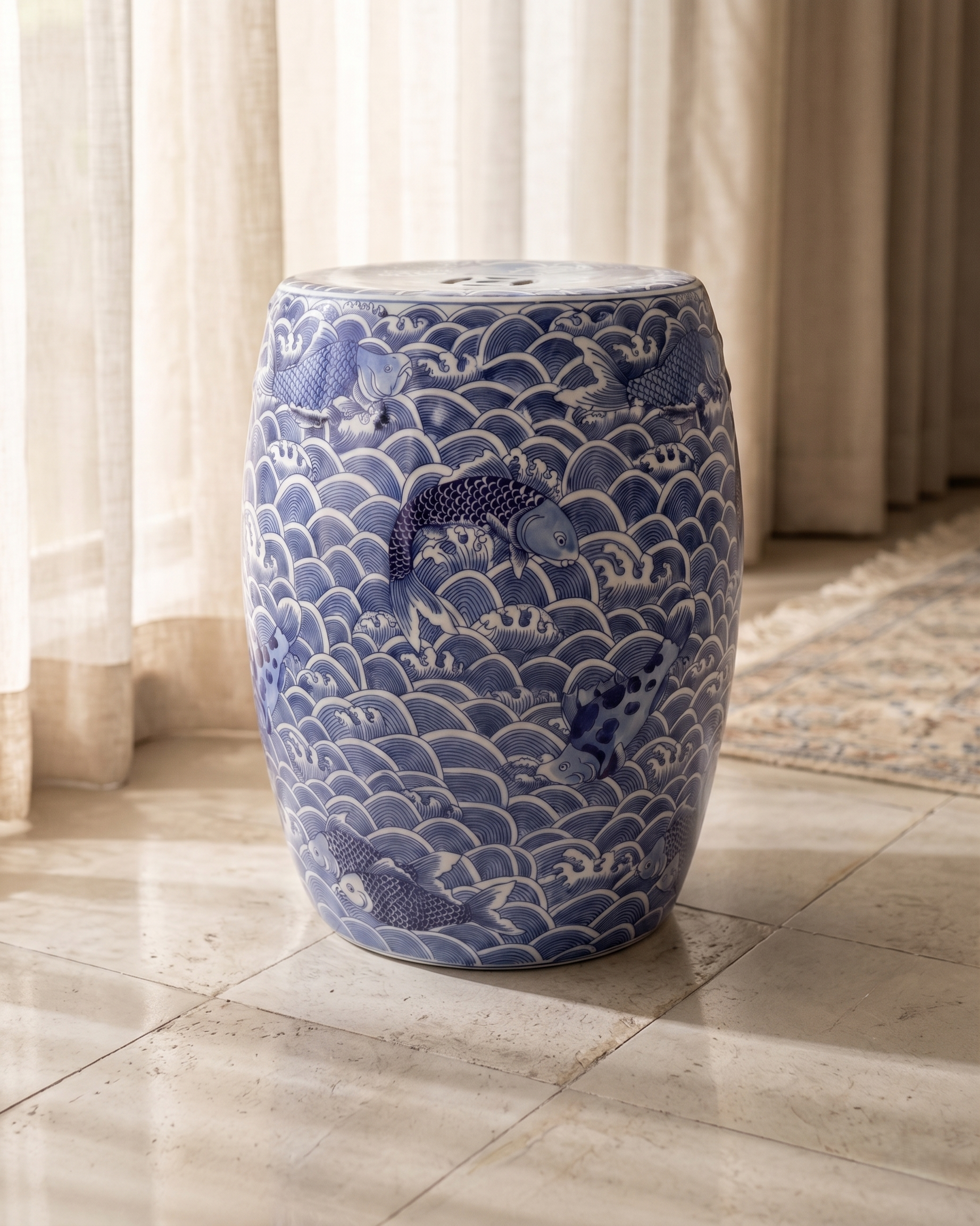 Garden Stool - Blå og Hvit