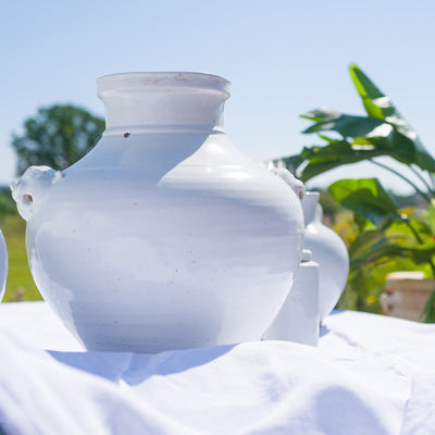 Krukke - Hvit med Løvehoder