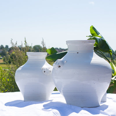 Krukke - Hvit med Løvehoder