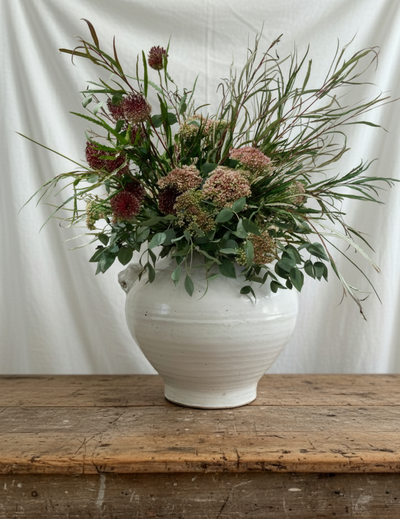 Krukke - Hvit med Løvehoder