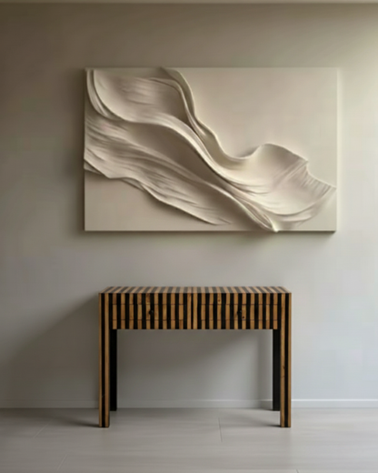 Valnøtt og harpiks konsollbord med skuffer