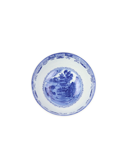 Blå og hvit Chinoiserie bolle - stor