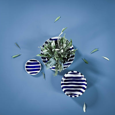 Blå stripete tallerken