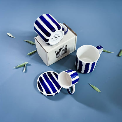 Espresso kopper med blå striper