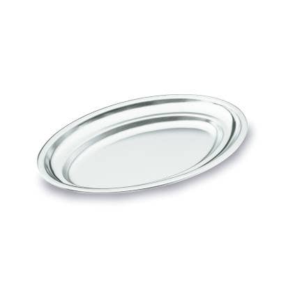 Serveringsfat - Ovalt Polert Stål Fat