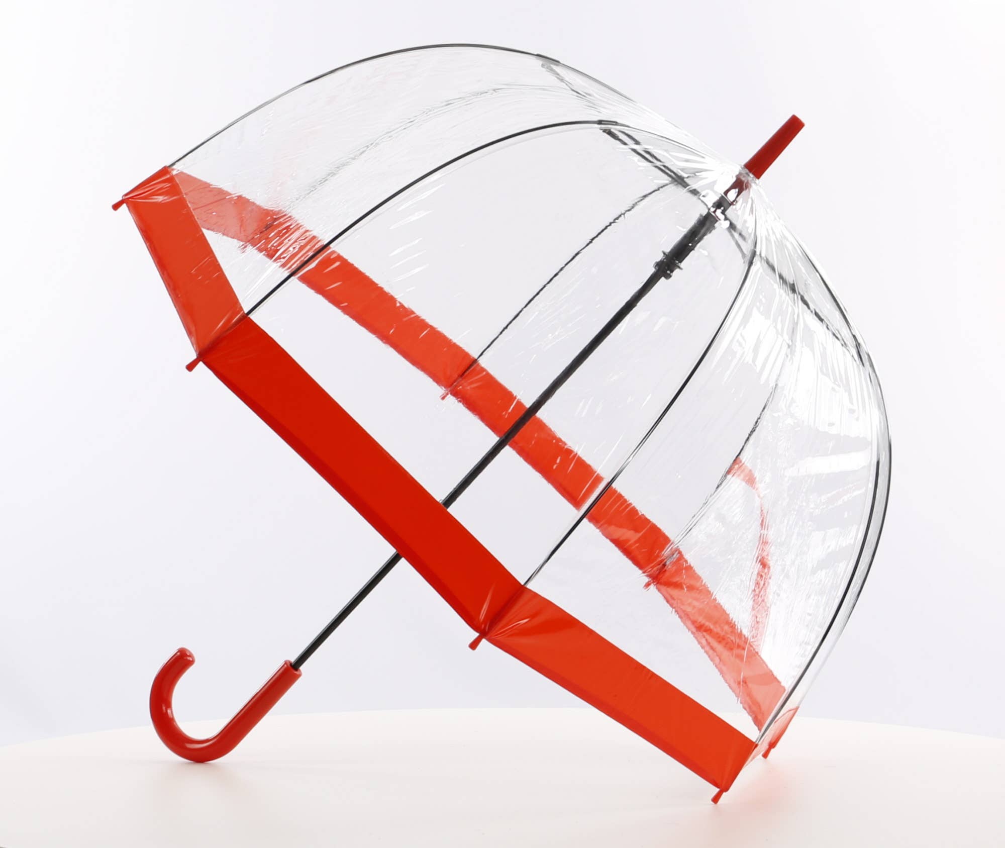 Transparent Dome Paraply med rødt