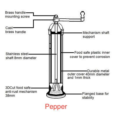 Pepperbøsse - Krom Pepper 9"