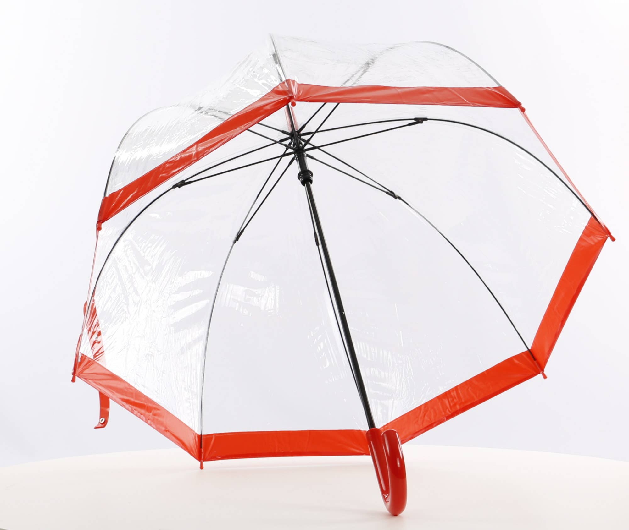 Transparent Dome Paraply med rødt
