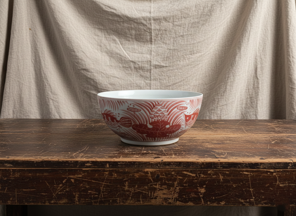 Stor rød og hvit bolle