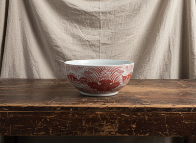 Stor rød og hvit bolle