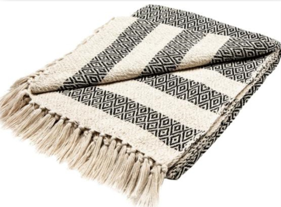 Sort og hvitt bomullspledd