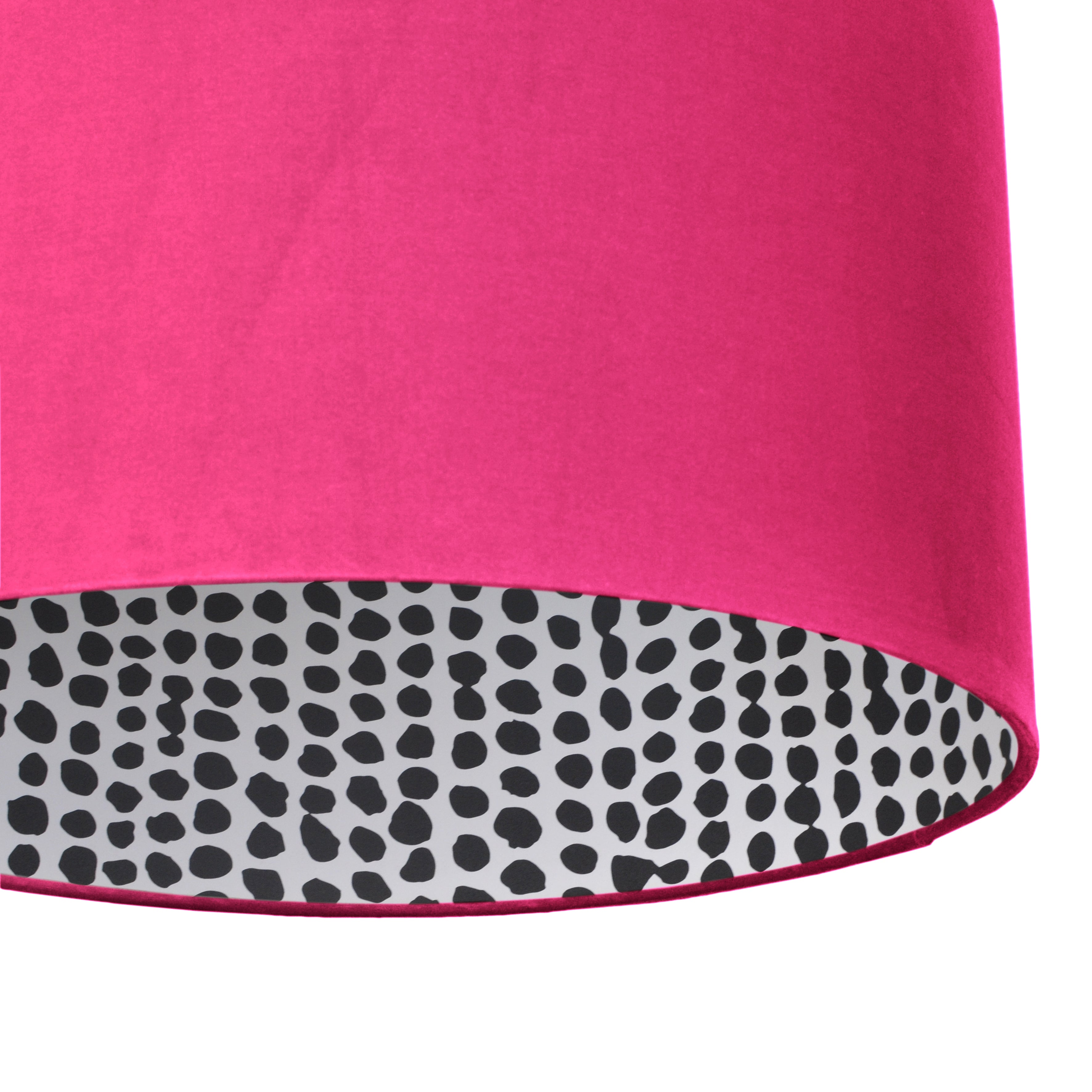 Hot pink velvet/monochrome dot lampeskjerm