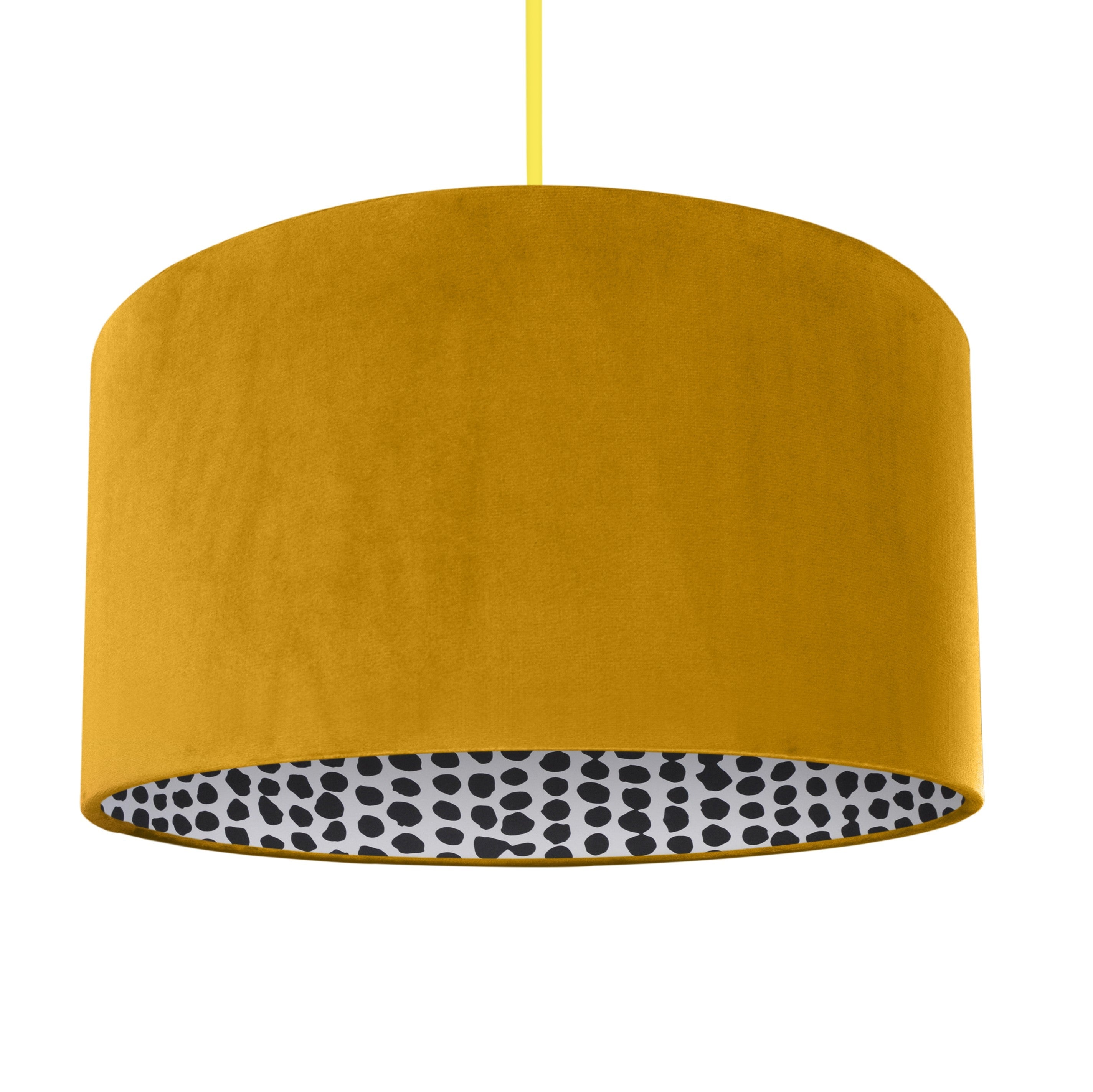 Mustard velvet/monochrome dot lampeskjerm