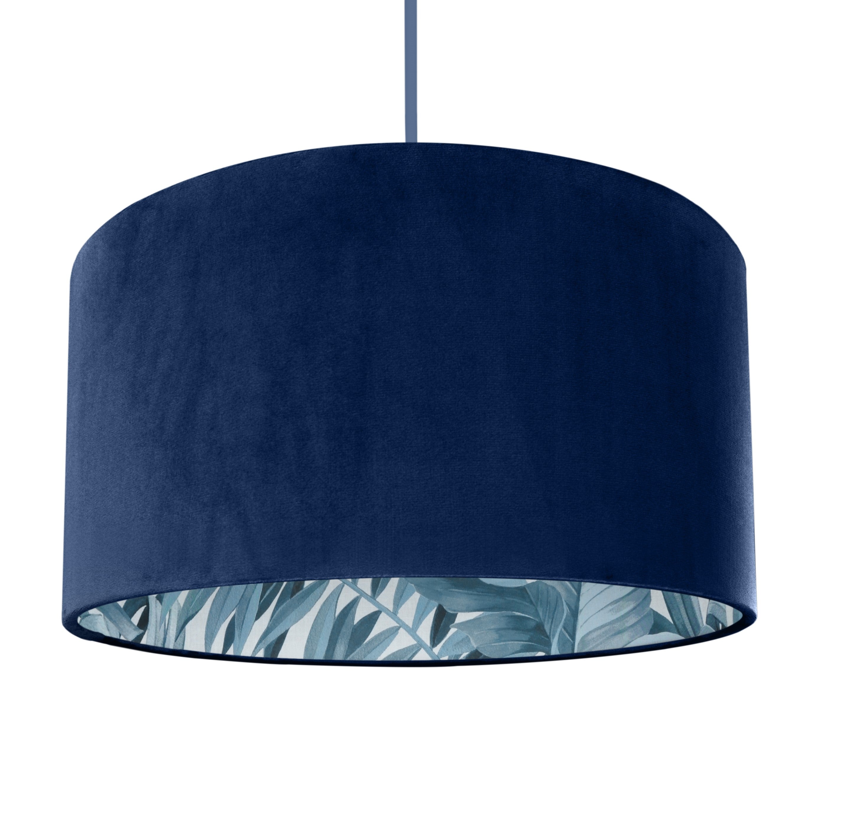 Navy velvet/blue leaf lampeskjerm